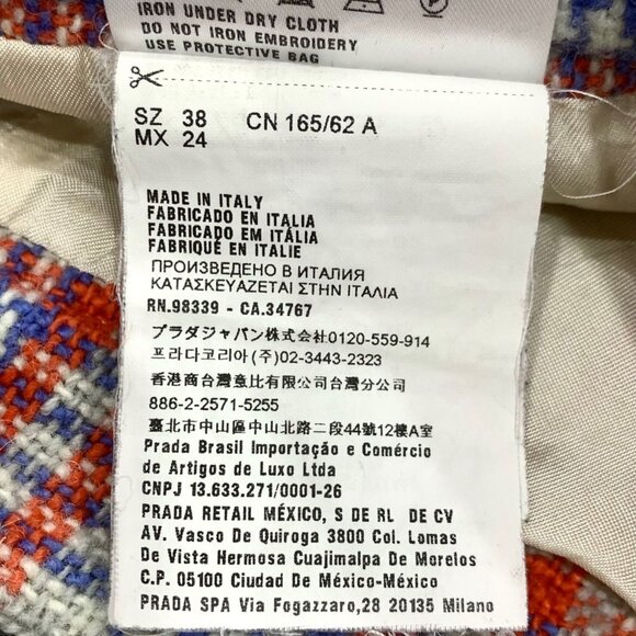 Miu Miu Plaid Wool Mini Skirt With Studded Waistband Size 38 Red & Blue Pattern - Picture 6 of 6